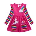 thumbnail image 1 of AAMILIFE Robe d'Automne à Manches Longues Licorne pour Filles Nouvelle Robe en Coton Brodée pour Enfants Robe à Fleurs Col Rond, 1 of 2