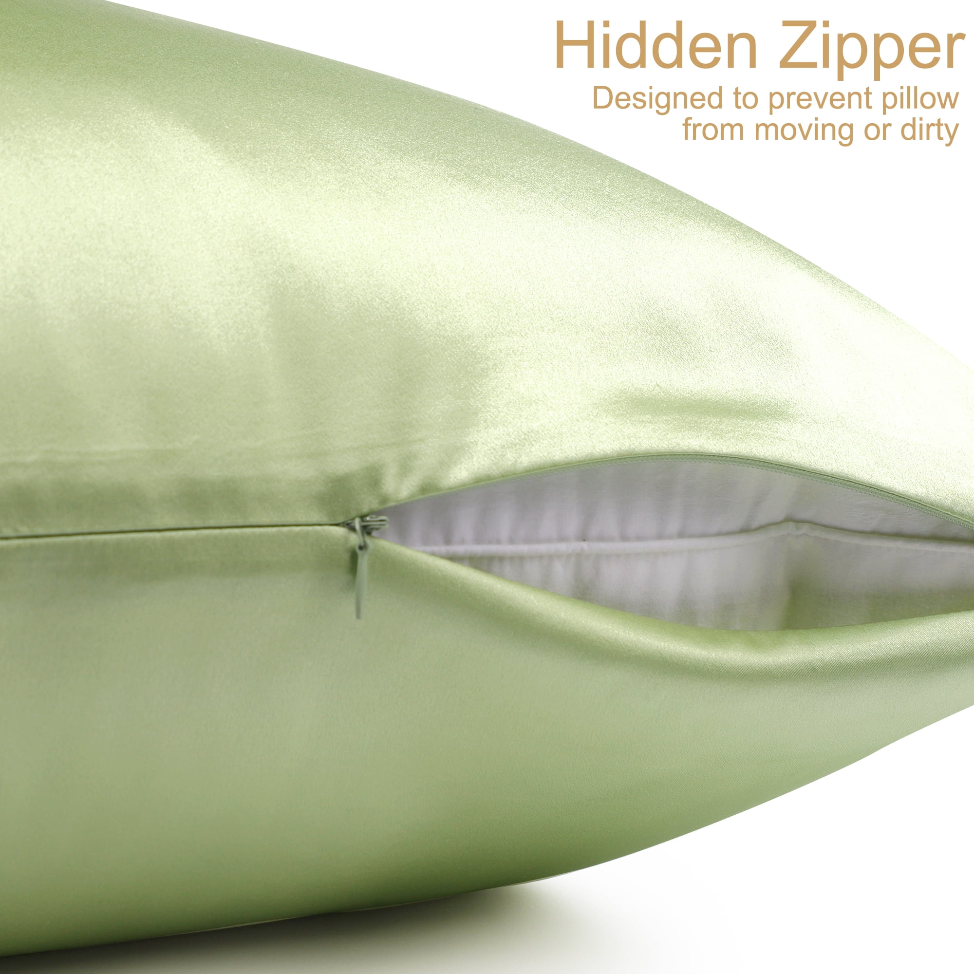 PiccoCasa Silk Pillowcases Set of 4, Travel(14"x20"), Fruit Green