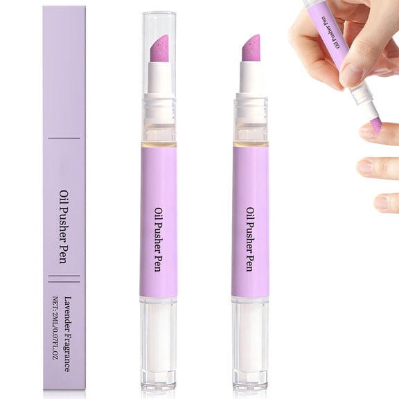 2pcs 2-in-1 Cuticle Oil Pusher Pen, New Ceramic Cuticle Pusher & Oil Pen, Nail Care Tool for Dry Damaged Nails Hangnails Moisturiz Polish Brighten