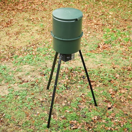 WILDGAME INNOVATIONS Quick-Set Pro 270lb Game Feeder with Digital Timer Durable Varmint-Proof Tripod Corn/Pellet Deer Hunting Feeder with 1-6 Available Feed Times & 50-feet Radius