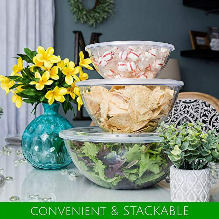 Clear Plastic Serving Bowls With Lids, Party Snack or Salad Bowl, Chip Bowls,  Snack Bowls