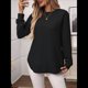 thumbnail image 5 of Camiseta de Larga de Punto Versátil, Informal y Holgada para Mujer. Negro XL, 5 of 10