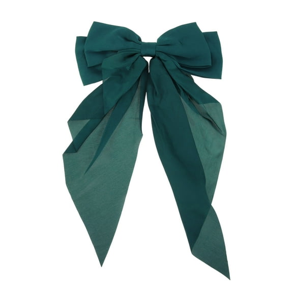 Unique Bargains 1 Pc Bow Ribbon French Barrette Hair Clips for Home Blackish Green