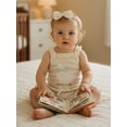 thumbnail image 6 of BemeyourBBs Newborn Baby Girl Summer Clothes Infant Baby Girl Duck Outfit Waffle Knit Ruffle Sleeveless Duck Embroidery Romper Bloomers Triangle Shorts Headband Sets, 6 of 9