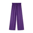 thumbnail image 3 of Baberdicy Women's Wide Leg Lounge Pants with Pockets Lightweight High Waisted Adjustable Tie Knot Loose Trousers Purple, Size: S-3Xl, 3 of 9