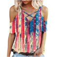 thumbnail image 2 of Fiudx Ofertas y Liquidaciones Blusa Estampada a La Moda con Cuello En V y Manga Corta para Mujer, 2 of 4