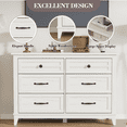 thumbnail image 3 of 47 in Wide Dresser for Bedroom with 6 Drawers, Drawer Dresser with Storage Freestanding, Wooden Closet Storage Chest for Living Room, Bedroom, Entryway, White, 3 of 7