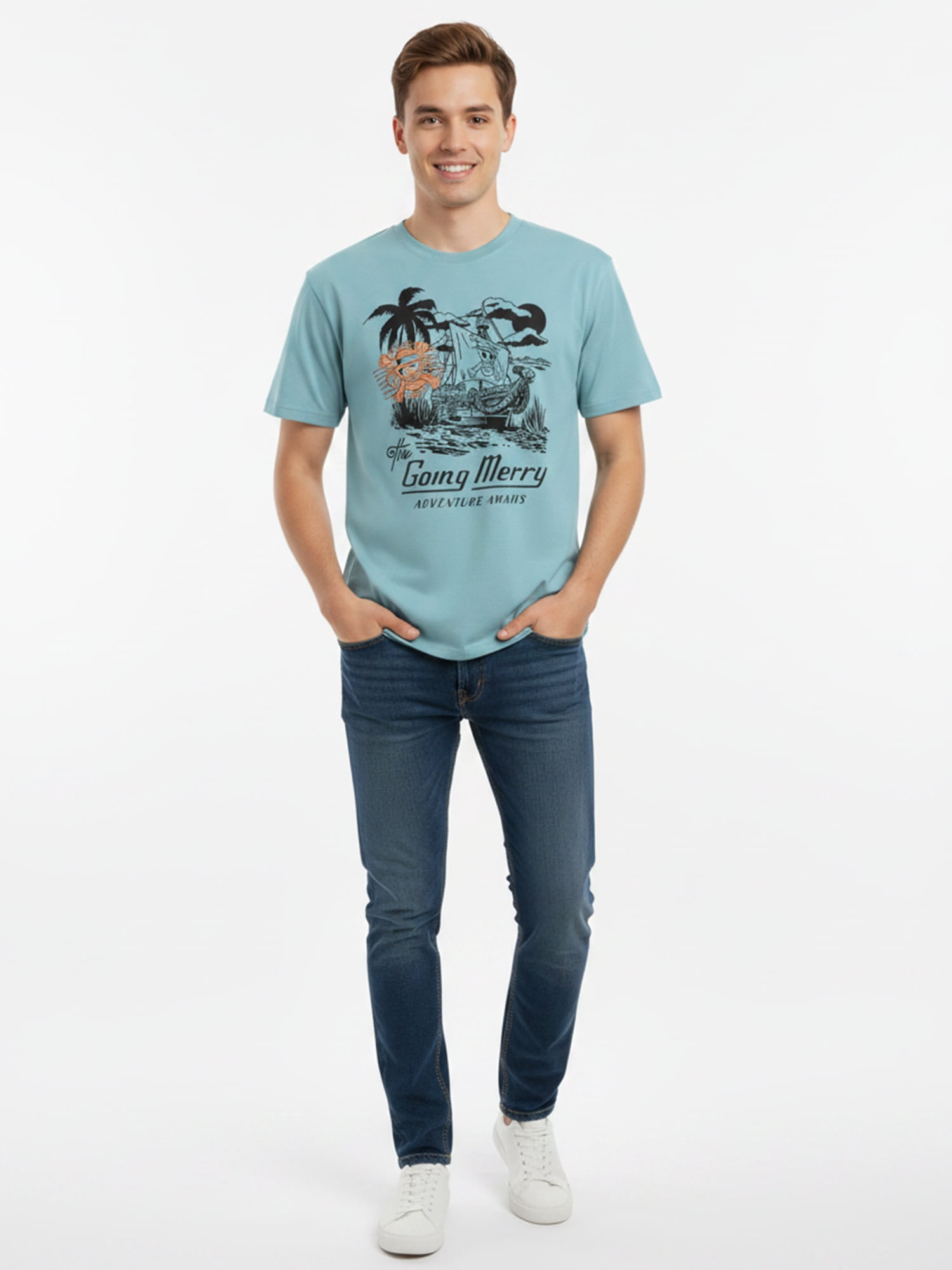 One Piece, Men's & Big Men's Graphic Tee, Straw Hat Destination, Sizes S-3XL
