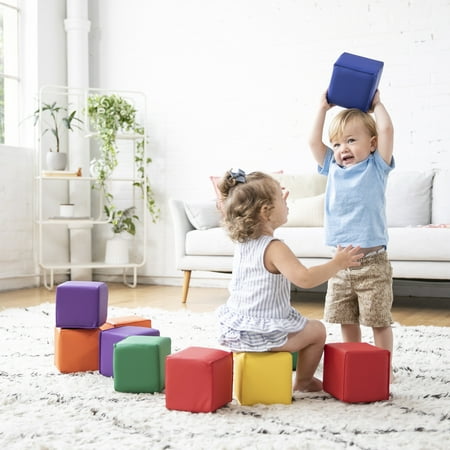 ECR4Kids SoftZone Patchwork Toddler Building Blocks, Assorted, 12-Piece