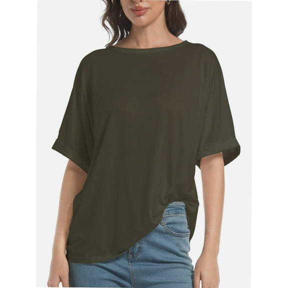 Women Oversized Workout Short Sleeve Basic T-Shirt Size S-XXL