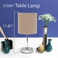 thumbnail image 5 of Simple Designs 11.81" 2-Pack Basic Chrome Mini Table Lamp Set with Fabric Shades, Gray, 5 of 8