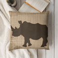 thumbnail image 3 of Rhinoceros Burlap and Brown Fabric Decorative Pillow Machine Washable, Indoor Outdoor Decorative Pillow for Couch, Bed or Patio, 3 of 5