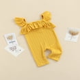 thumbnail image 3 of Infant Baby Sleeveless Romper  Cute Solid Color Ruffle Strap Cable Knit Snap Leg Jumpsuit, 3 of 7