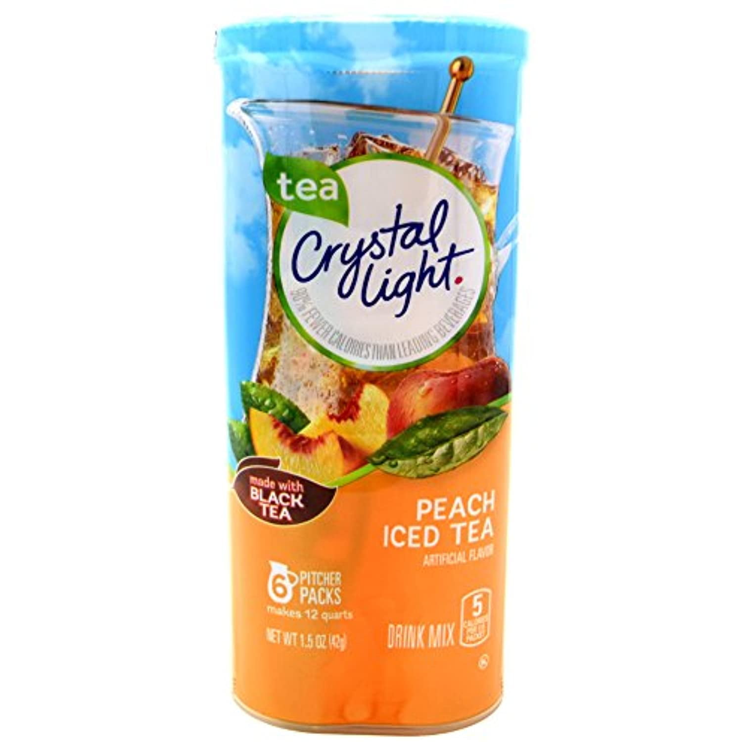 Crystal Light Peach Iced Tea Drink Mix, 12-Quart Canister (Pack Of 6)