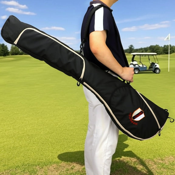 TOURBON Golf Clubs Bag Nylon Lightweight Sunday Bag Travel Pack for Driving Range Waterproof Black Outdoor