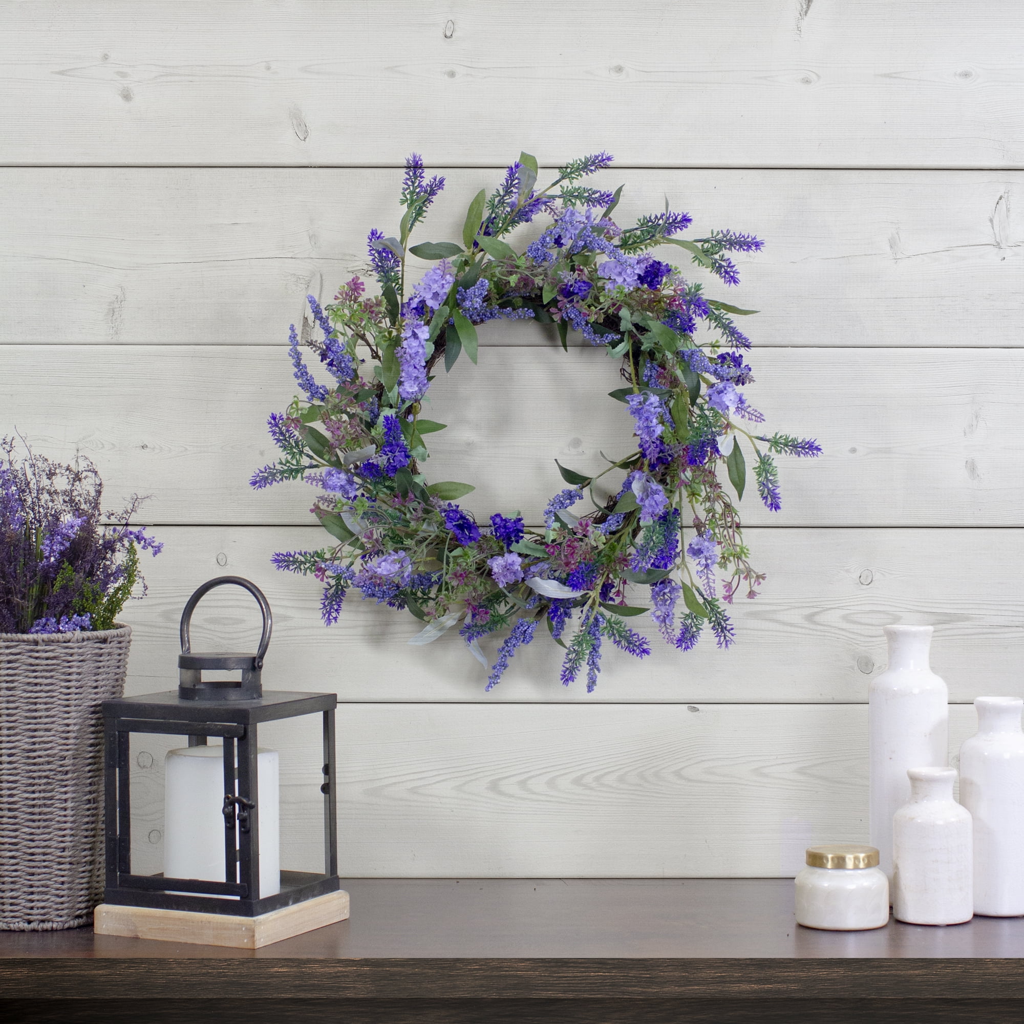 Lavender and Flower Spring Wreath Purple 18-Inch