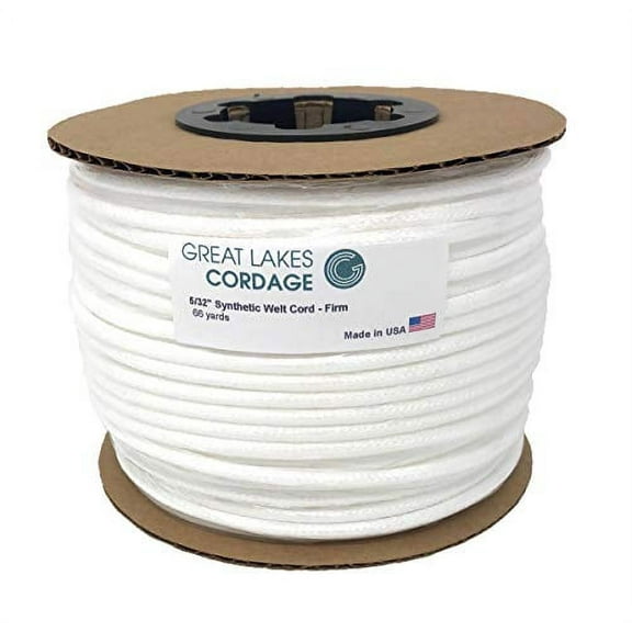 Great Lakes Cordage 5/32" Firm Upholstery Welt Cord, Braided Size 0 (66 yards)