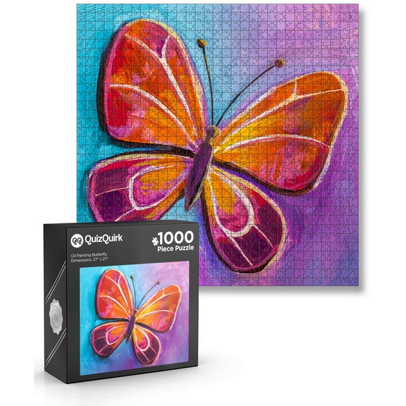 JigFun 1000 Piece Puzzle, Butterfly Painting Jigsaw Puzzle for Adults/Teens (Puzzle Saver Kit Included)