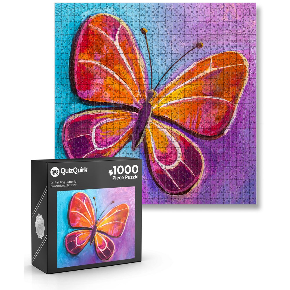 JigFun 1000 Piece Puzzle, Butterfly Painting Jigsaw Puzzle for Adults