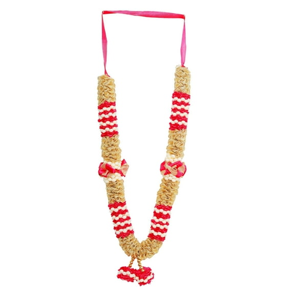 Artificial Mala Flowers Ribbon Garland Haar for Idol-Mala God Pooja Sringar Articles ornament Multipurpose Puja Indian Traditional Cultural Festival New year Gifts Decorations Decor (Size:-12")(Pink)