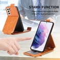 thumbnail image 5 of SaniMore for Samsung Galaxy S22 Magnetic Closure Top & Bottom Flip Wallet Case, Premium PU Leather Cover with Car Mount Card Slot & Adjustable Kickstand Full Body Protective Shell, Brown, 5 of 9