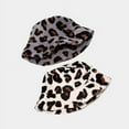 thumbnail image 3 of Cheers.US Winter Faux Fur Bucket Hat Fluffy Warm Hat for Women Men Leopard Print Foldable Thickened Plush Windproof Fisherman Cap for Outdoor, 3 of 7
