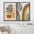 thumbnail image 3 of IDEA4WALL Framed Canvas Print Wall Art Set Mid-Century Green Rainbow Plant Vase Nature Illustrations Modern Art Rustic Decorative for Living Room, Bedroom, OfficeL - 16"x24"x2 Black, 3 of 5