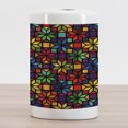 thumbnail image 2 of Geometric Ceramic Toothbrush Holder, Windows Glass Inspired Rainbow Colored Image with Flowers Like Art Print, Decorative Versatile Countertop for Bathroom, 4.5" X 2.7", Multicolor, by Ambesonne, 2 of 4