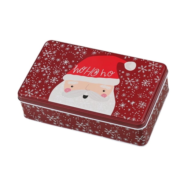 Caja de hojalata navideña Macarena para dulces con tapa Papá Noel rojo oscuro