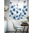 thumbnail image 4 of Navy Blue Floral Sheer Curtains 63 Inch Length 2 Panels Set Window Treatments, Spring Flowers Butterflies Watercolor Rod Pocket Semi Curtains for Living Room/Bedroom/Kitchen Décor, 104"W x 63"L, 4 of 7
