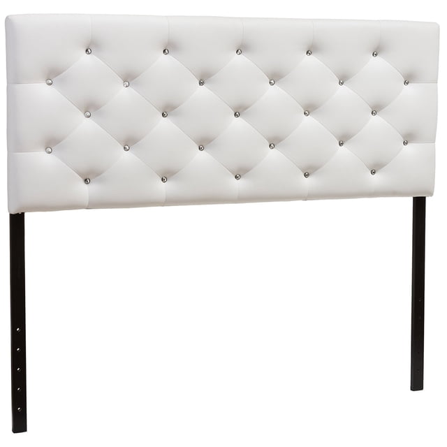 Bowery Hill Modern Faux Leather Tufted Full-Size Panel Headboard in White