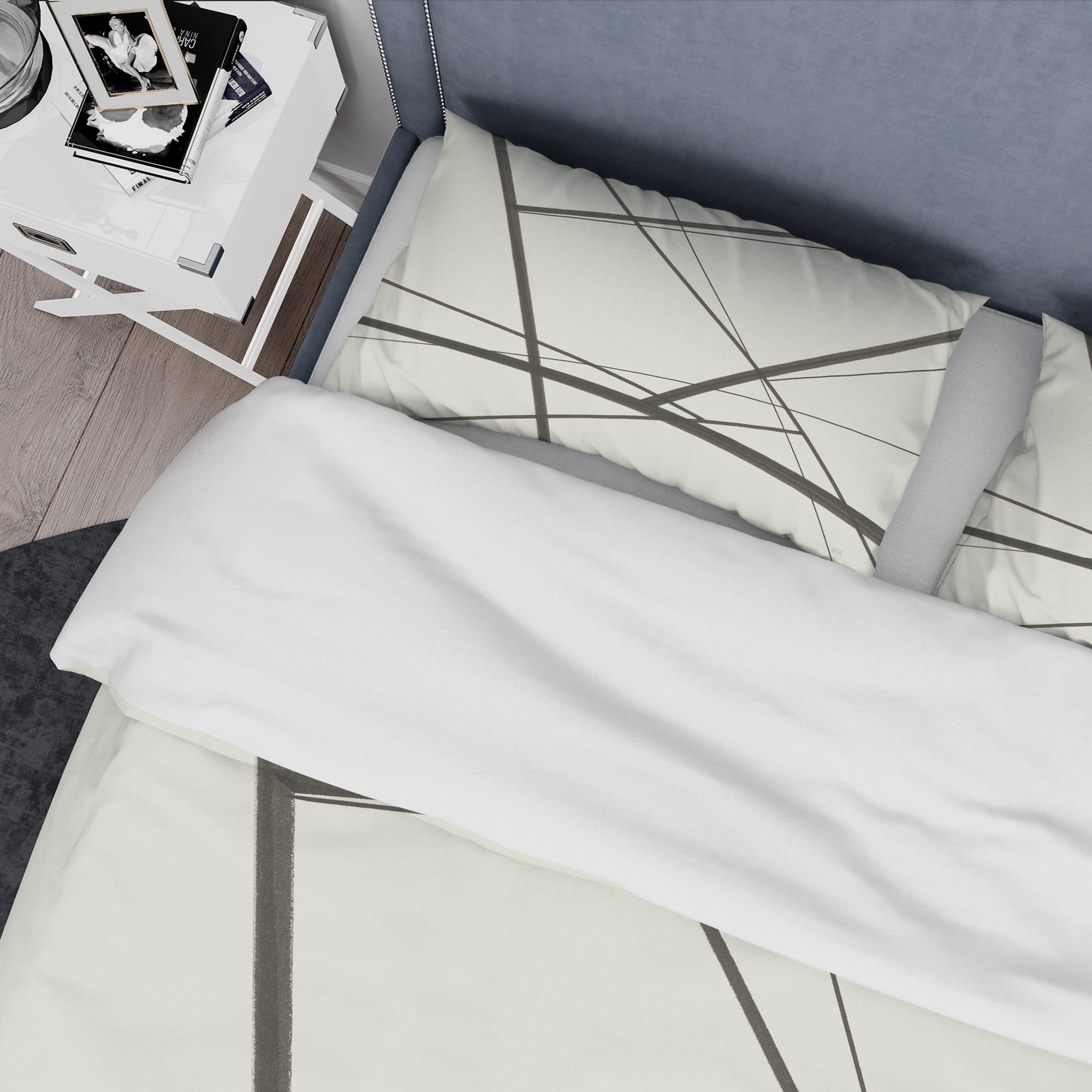 Designart 'minimalist black and white IV' Geometric Duvet Cover Set