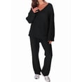 thumbnail image 3 of Women'S Lounge Sets Fall Fashion 2 Piece Outfits Sweater Pajama Set Fuzzy Loungewear Matching Winter Clothes Black M, 3 of 9
