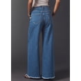 thumbnail image 4 of DOKOTOO Women Wide Leg Jeans High Waisted Stretch Denim Flare Pants Vintage Blue High Rise Loose Fit Raw Hem Five Pocket Jeans US Size, 4 of 10
