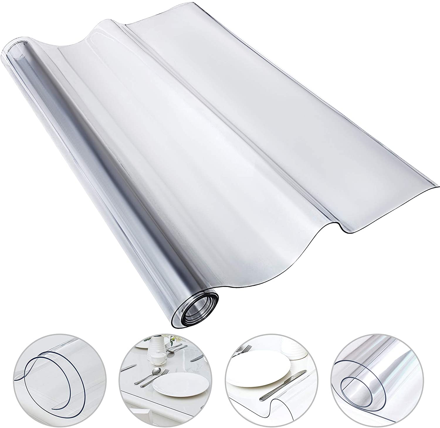 VEVOR 72 x 46 Inch Crystal Clear Table Protector Clear PVC Table Cover