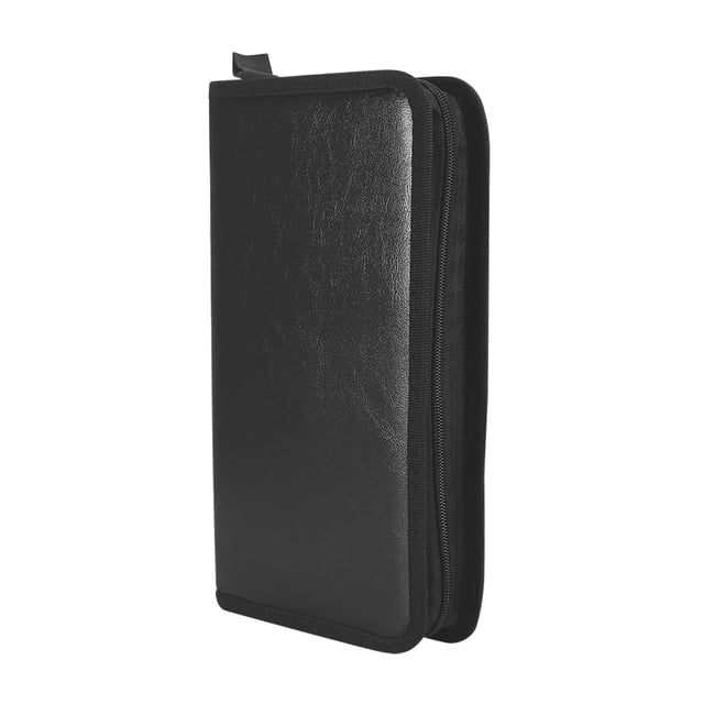 Estuche para dvd, Estuche para discos de Almacenamiento de medios de cuero de pu de 80 piezas, portamonedas para dvd de 28,5 cm x 15,5 cm x 4,8 cm Con Cierre de Cremallera,