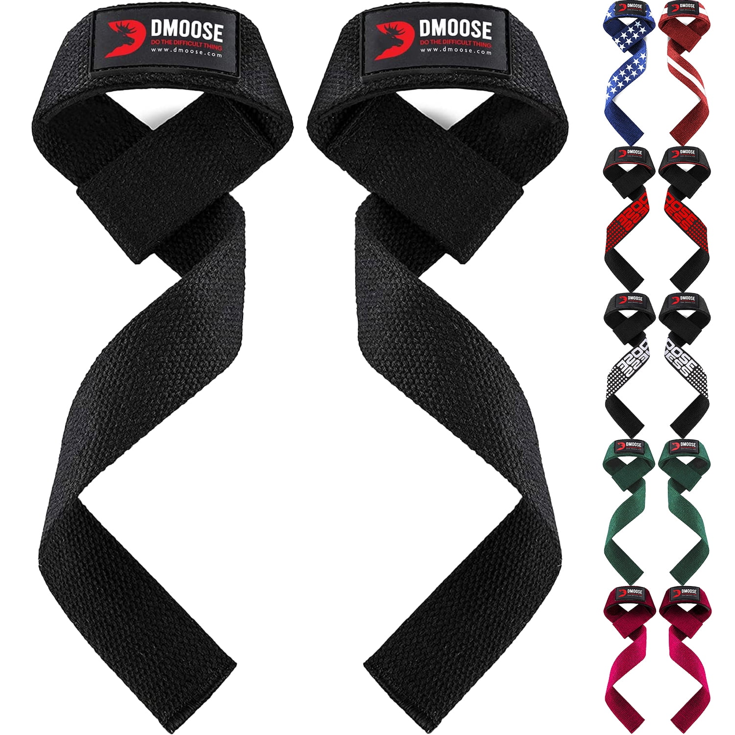 DMoose Fitness Lifting Wrist Straps (Pair) for Weightlifting, Crossfit