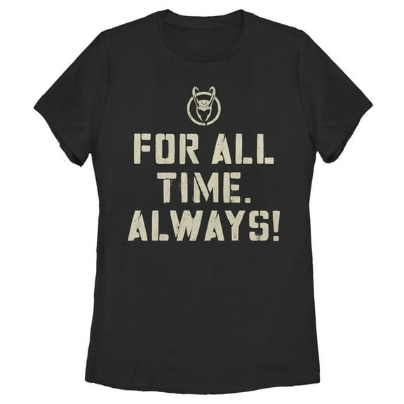 Women's Marvel Loki For All Time Always Graphic Tee Black Small