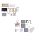 thumbnail image 1 of 2 juegos de muebles de casa de muñecas de madera, modelo de accesorios de simulación, bricolaje, hechos a mano Salón y Baño, 1 of 9