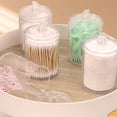 thumbnail image 4 of Plastic Apothecary Jars with Lids Acrylic Holder Dispenser for Bathroom, Clear Plastic Storage Jars Floss Container for Swab Cotton Ball Bathroom Jars Yellow 4Pcs, 4 of 9