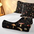 thumbnail image 4 of Homewish Watercolor Botanical Mushroom Twin Quilt Set,Fungus Plant Twin Coverlet Set,Black,Black Reversible,2-Piece, 4 of 7