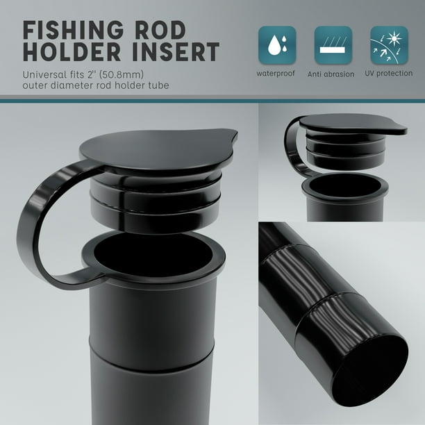 Lipstore Durable Rubber 2 Fishing Rod Holder Insert Tube Protector Gear Equipment Black 20cm