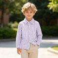 thumbnail image 6 of Girls Striped Long Sleeve Shirts Boys Button Down Formal Uniform Collared Shirt with Chest Pocket Spring Fall Clothing 12-13 Years, 6 of 7
