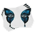 thumbnail image 1 of Ambesonne Eye Place Mats Set of 4, Realistic Female Butterfly, Standard Size, Blue Black White, 1 of 6