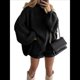 thumbnail image 2 of Suéteres de Cuello Alto de Gran Tamaño para Mujer, Jerseys de Punto Grueso de Larga, Ropa de Moda de Invierno, Otoño Negro L, 2 of 7
