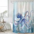 thumbnail image 2 of 54x78 Inch Shower Curtain Decorative Ocean Octopus Bathtub Bath Curtains Fabric Waterproof Bathroom Decor, Coastal Seagrass Blue Nautical Seaweed Small Stall Shower Curtain Set with 12 Hooks, 2 of 7