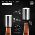 thumbnail image 3 of GOCHA Gadgets | Magnetic Bottle Opener | Bottle Cap Opener | Automatic Magnetic Beer Opener | Stainless Steel Magneitc Bottle Cap Catcher | Push & Pull Magnet Bottle Opener | Pack of 1 (Silver), 3 of 4