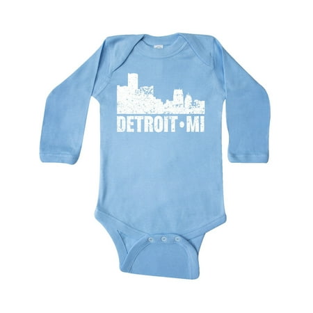

Inktastic Detroit Skyline Grunge Gift Baby Boy or Baby Girl Long Sleeve Bodysuit