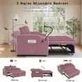 thumbnail image 4 of Convertible Pink Sofa Bed with Cup Holders & USB Ports for Small Spaces, 4 of 10