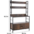 thumbnail image 2 of NAIYUFA 5-Tier Kitchen Bakers Rack with Cabinet, Oven Stand Microwave Rack,Wood Shelf with Hooks,Brown, 2 of 10